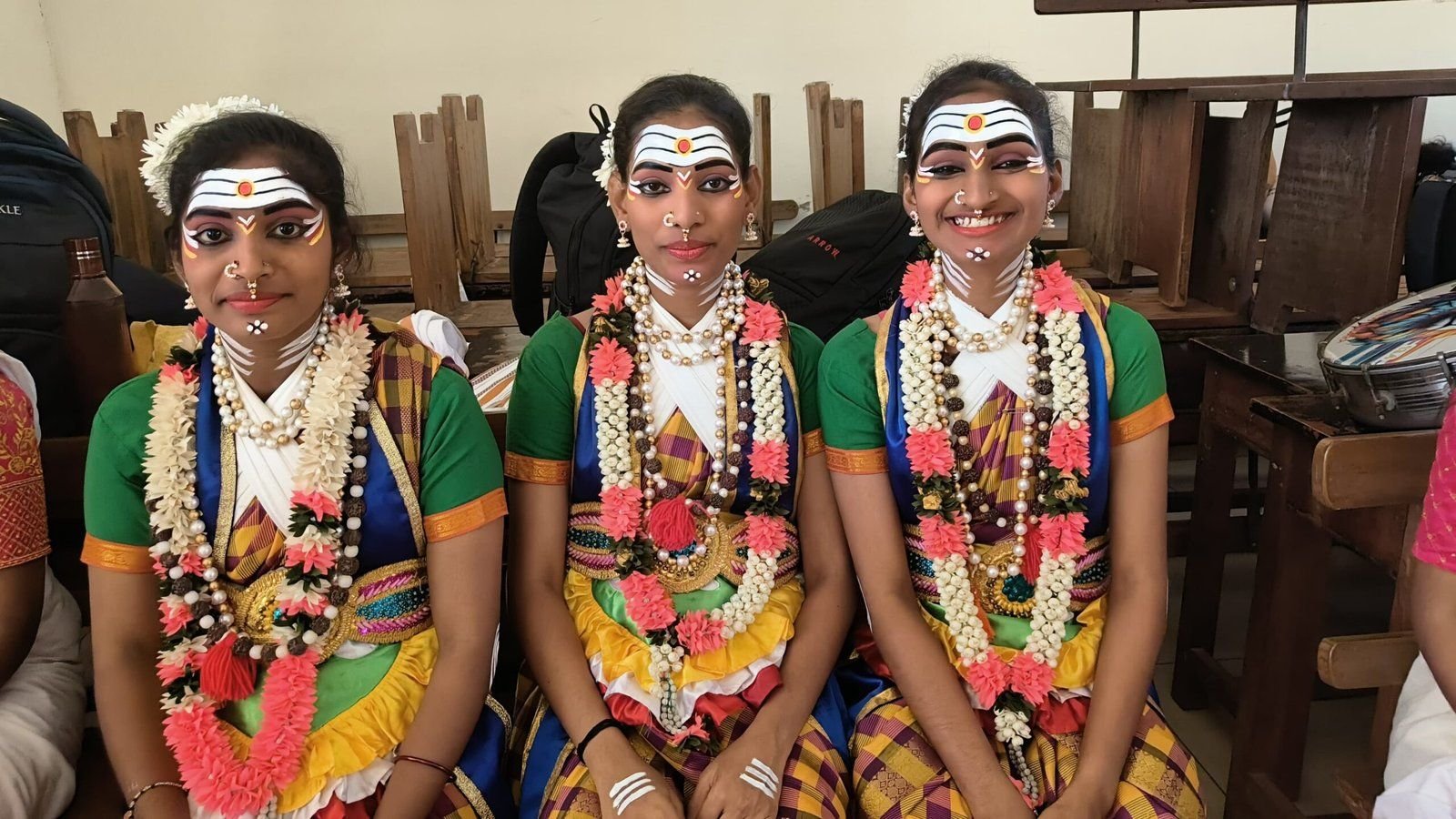 Students in Yakshagana make-up