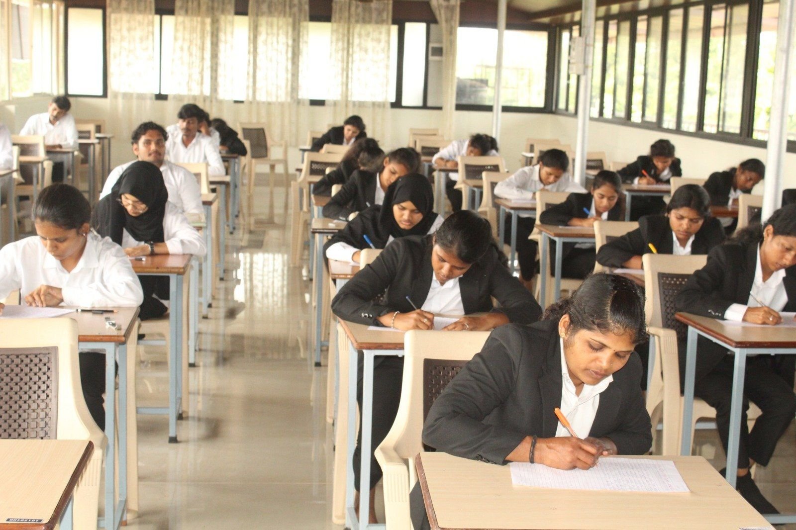Students writing an exam
